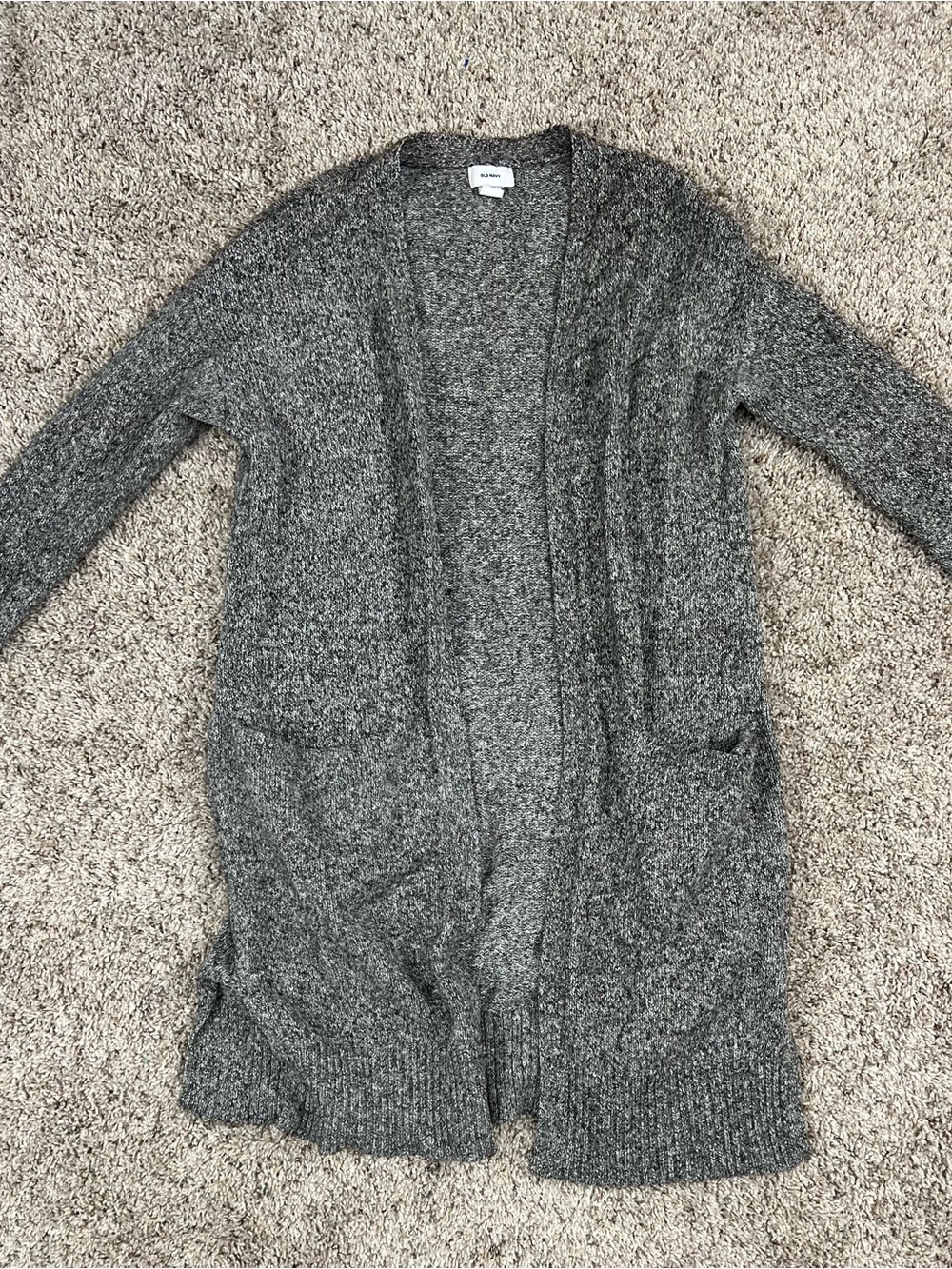 Old Navy Cozy Long Open-Front Gray Women's Cardigan Sweater Front Pockets Small